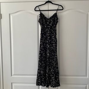 EUC Joie summer maxi dress in black with small cream and yellow floral print